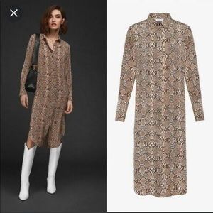 Anine Bing Tan Chelsea Silk Shirt Snake Print Dress